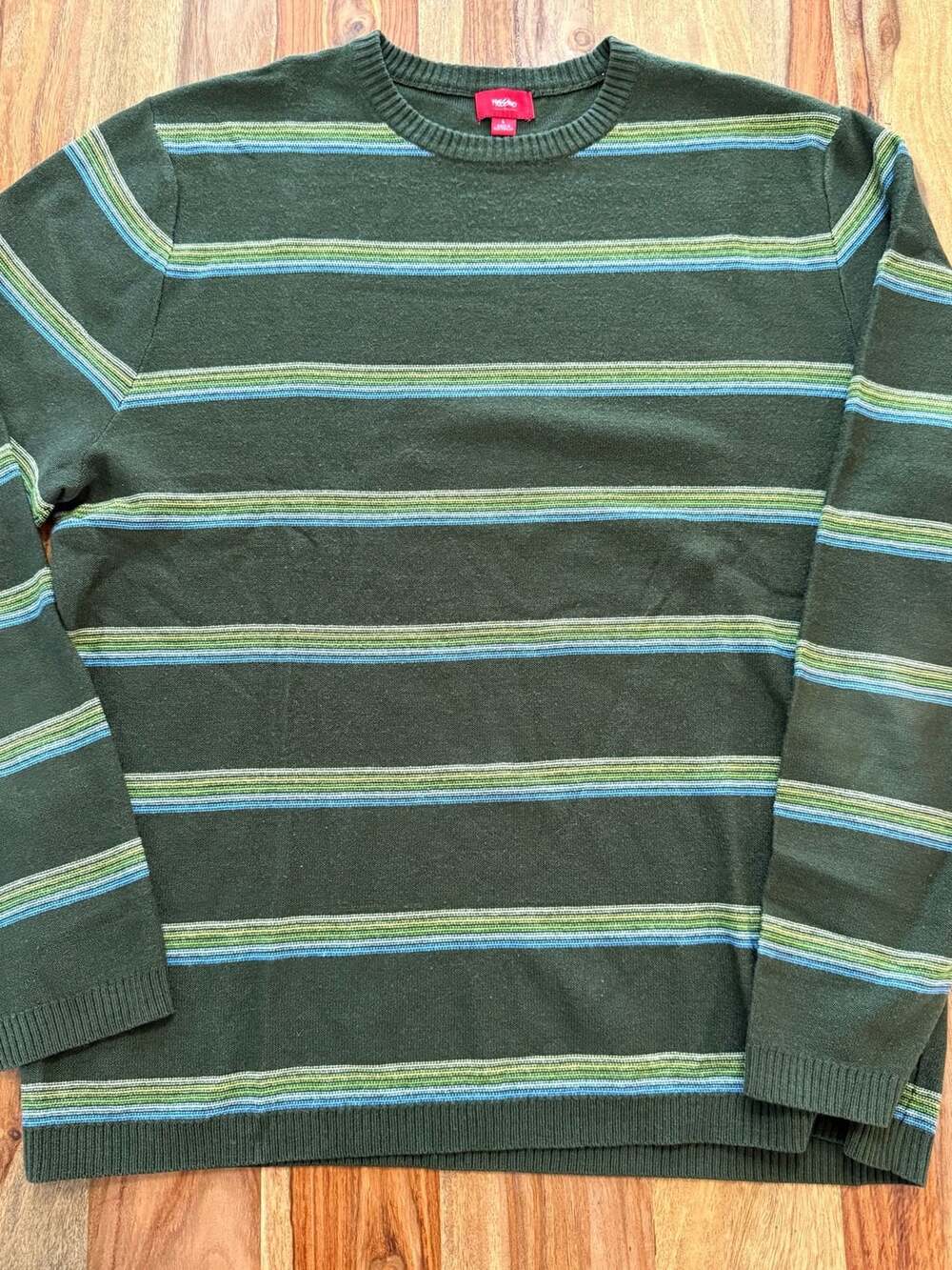 Vintage Y2K Mossimo Striped Sweater Size L Green Blue